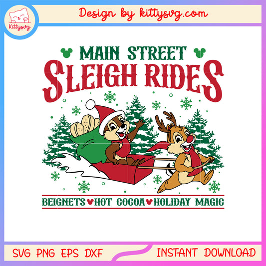 Main street sleigh rides chip and dale svg, chip dale disney svg