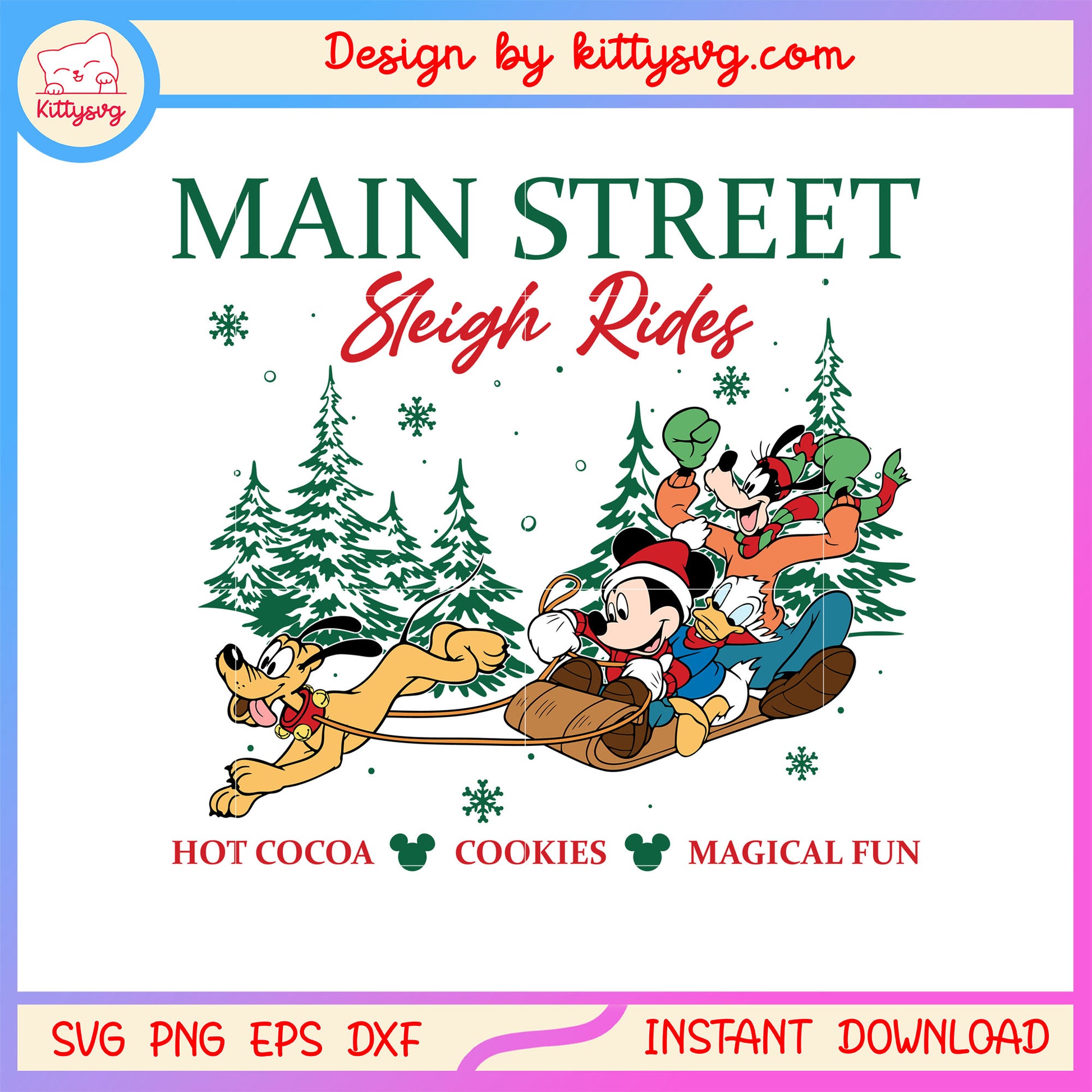 Main street sleigh rides mickey with friends svg, christmas day svg
