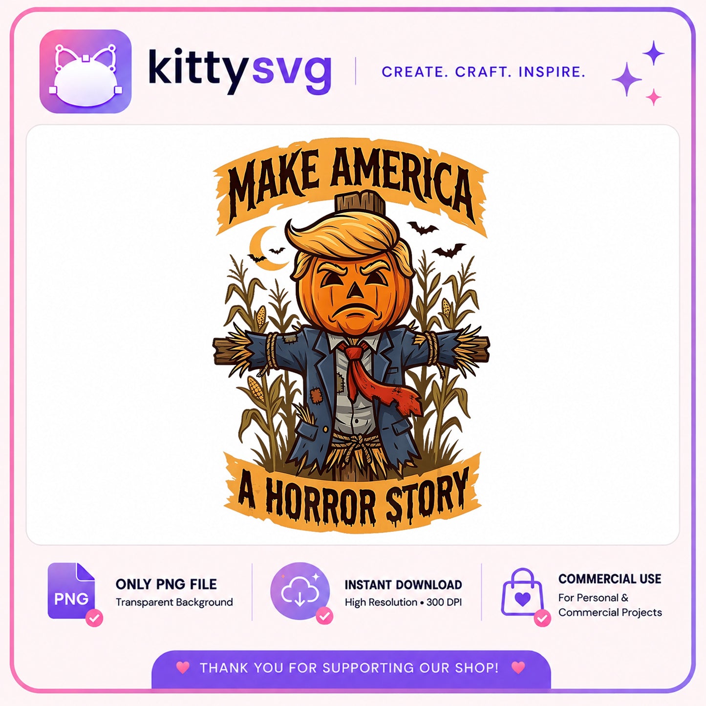 Make America A Horror Story PNG, Halloween Pumpkin PNG, Funny Political PNG