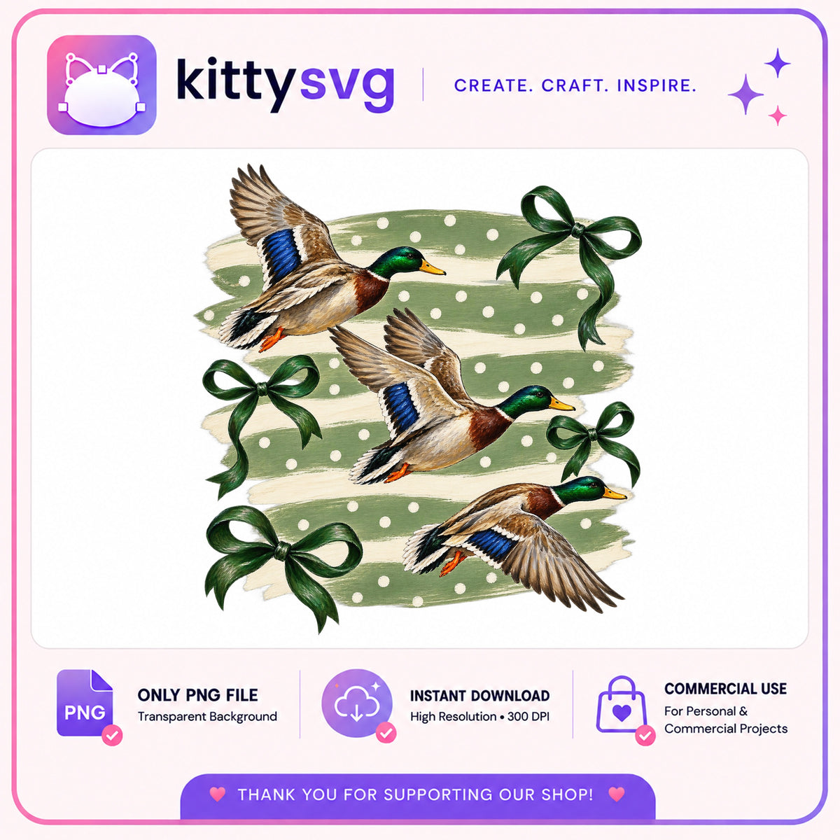 Mallard Duck With Coquette Bow PNG, Duck Hunting PNG, Wild Duck PNG