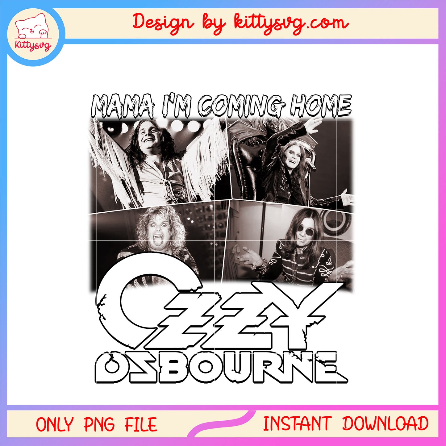 Mama i'm coming home ozzy osbourne black white png, ozzy osbourne died png