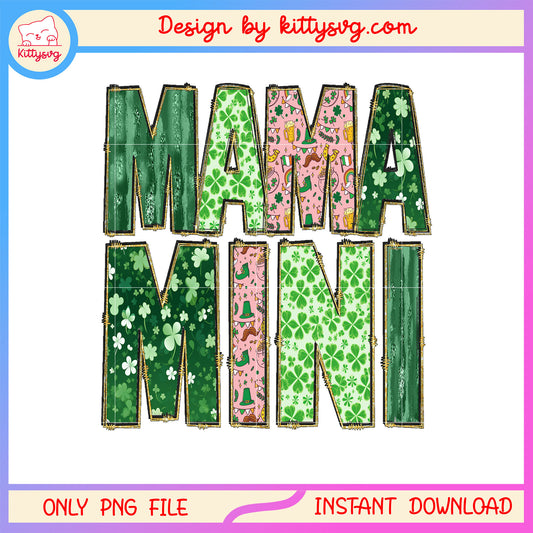 Mama vignette green pink patrick png, st patrick's day png