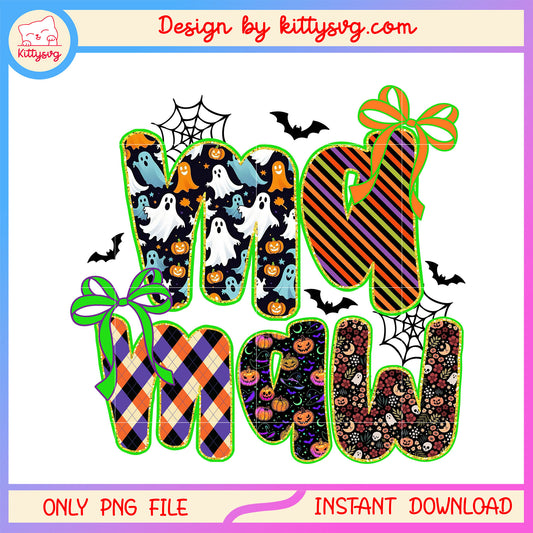 Mamaw horror ghost design png, halloween font png, horror ghost png