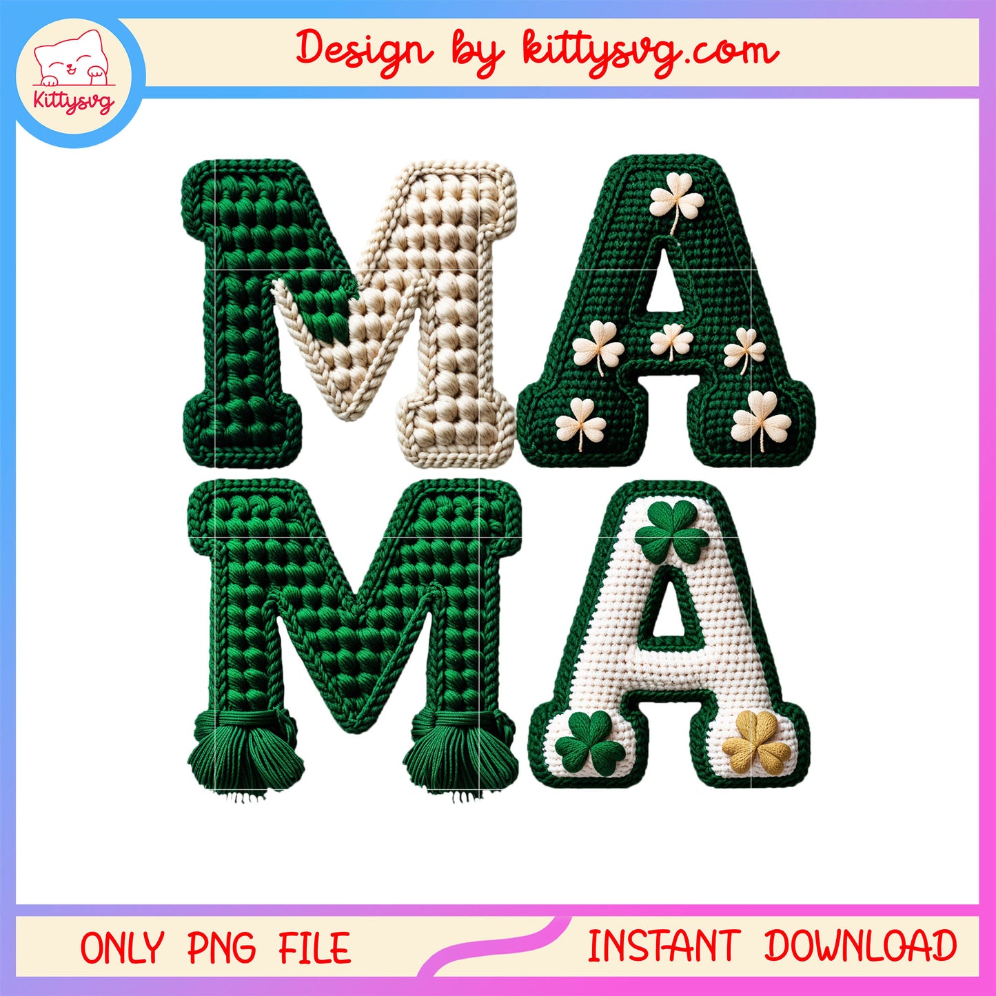 Mama wool green patrick png, happy st patrick's day text​ png
