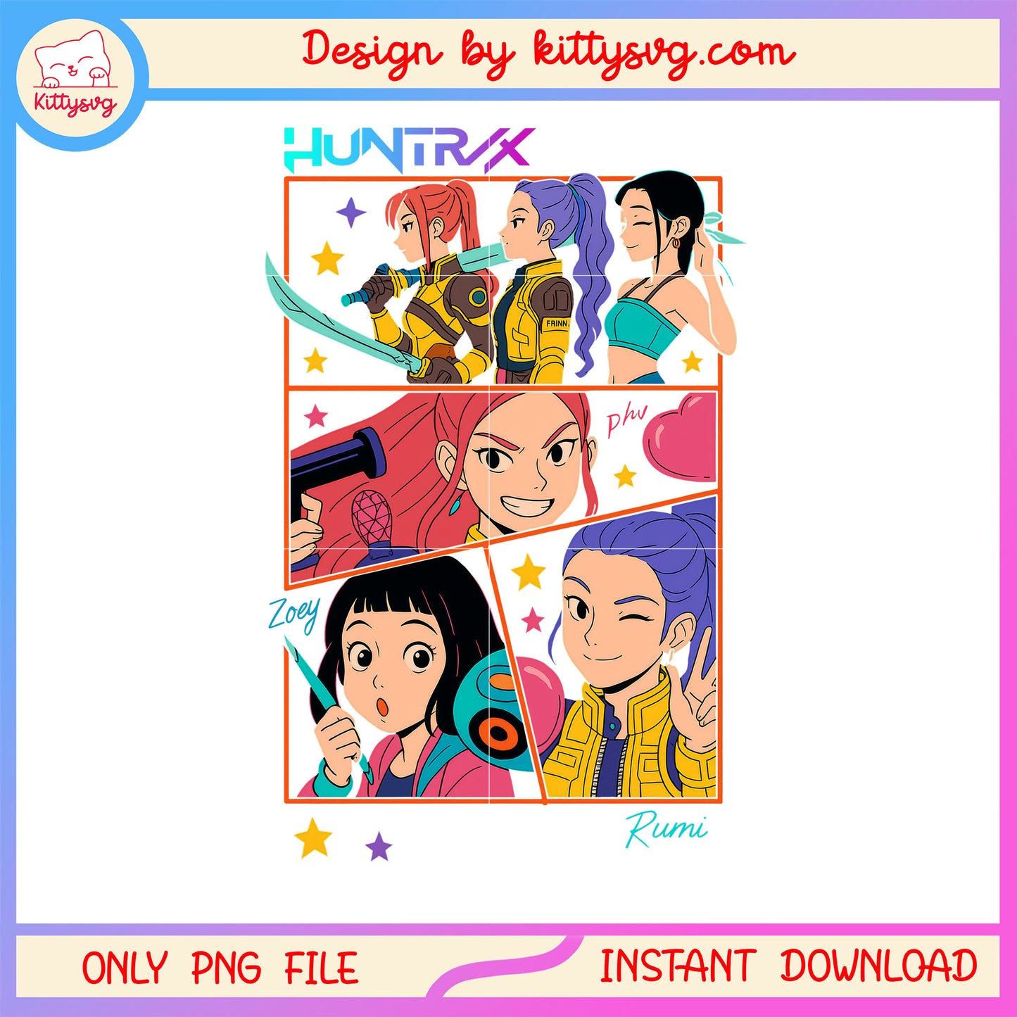 Manga kpop demon hunter huntrix members png, huntrix band png