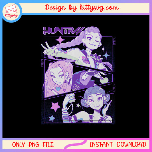 Manga kpop demon hunters huntrix design png, demon hunters png