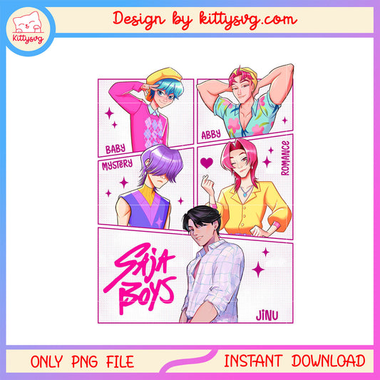 Manga saja boys characters design png, kpop demon hunters png