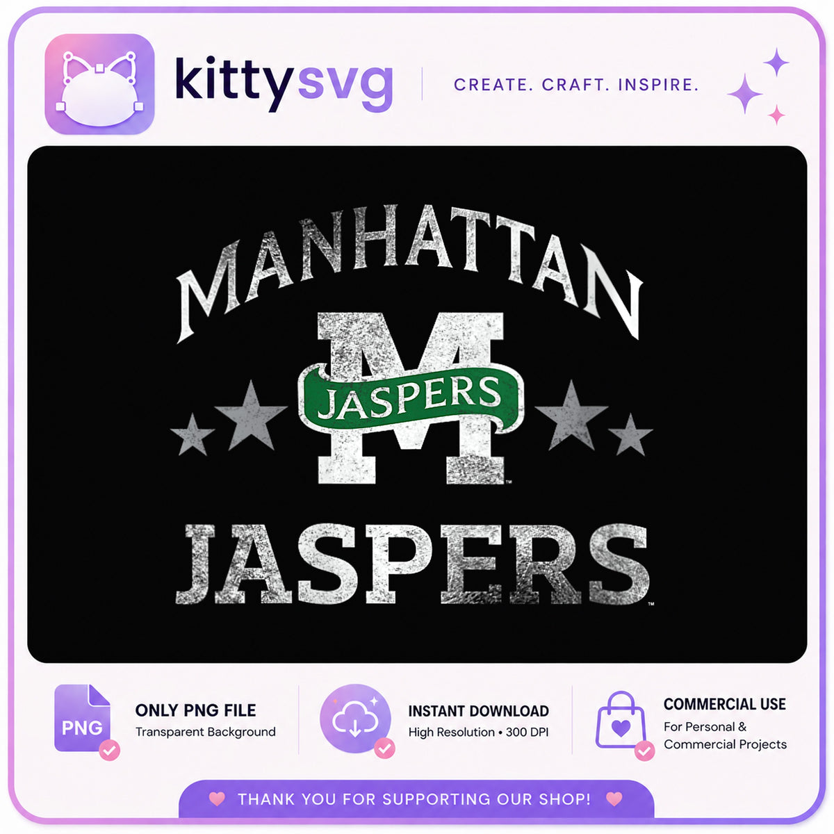 Manhattan Jaspers PNG, College Team Mascot PNG, Grunge Sports PNG