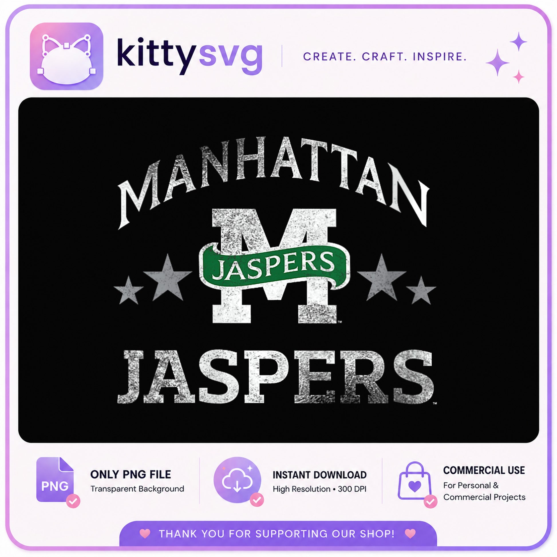 Manhattan Jaspers PNG, College Team Mascot PNG, Grunge Sports PNG