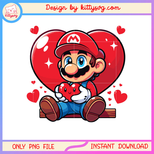 Mario hat hearts valentine png, super mario valentines​ png