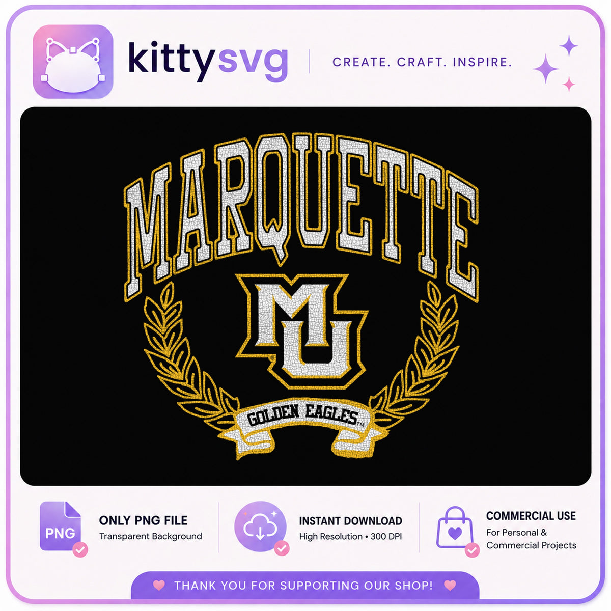 Marquette Golden Eagles PNG, College Football Team PNG, MU PNG