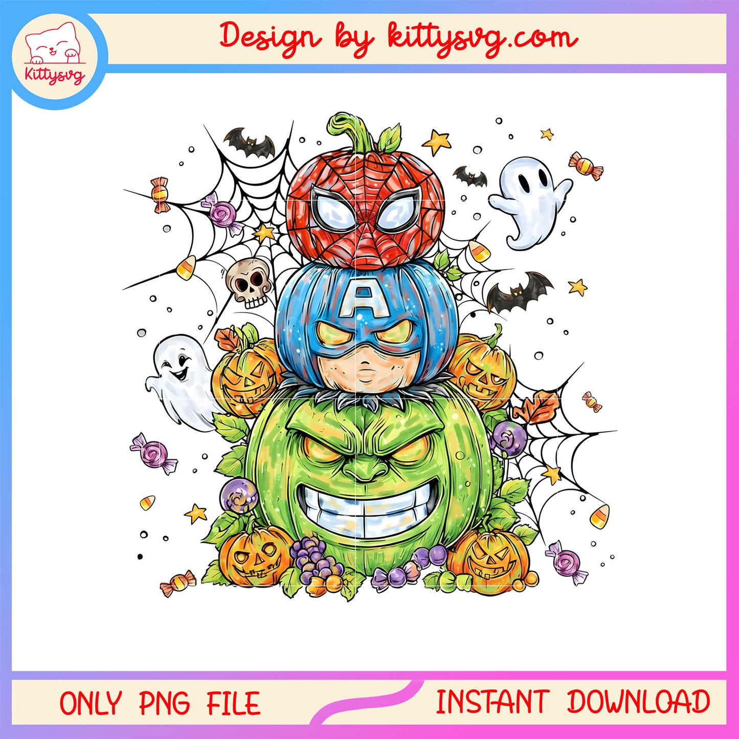 Marvel heroes face pumpkin halloween png, marvel halloween png