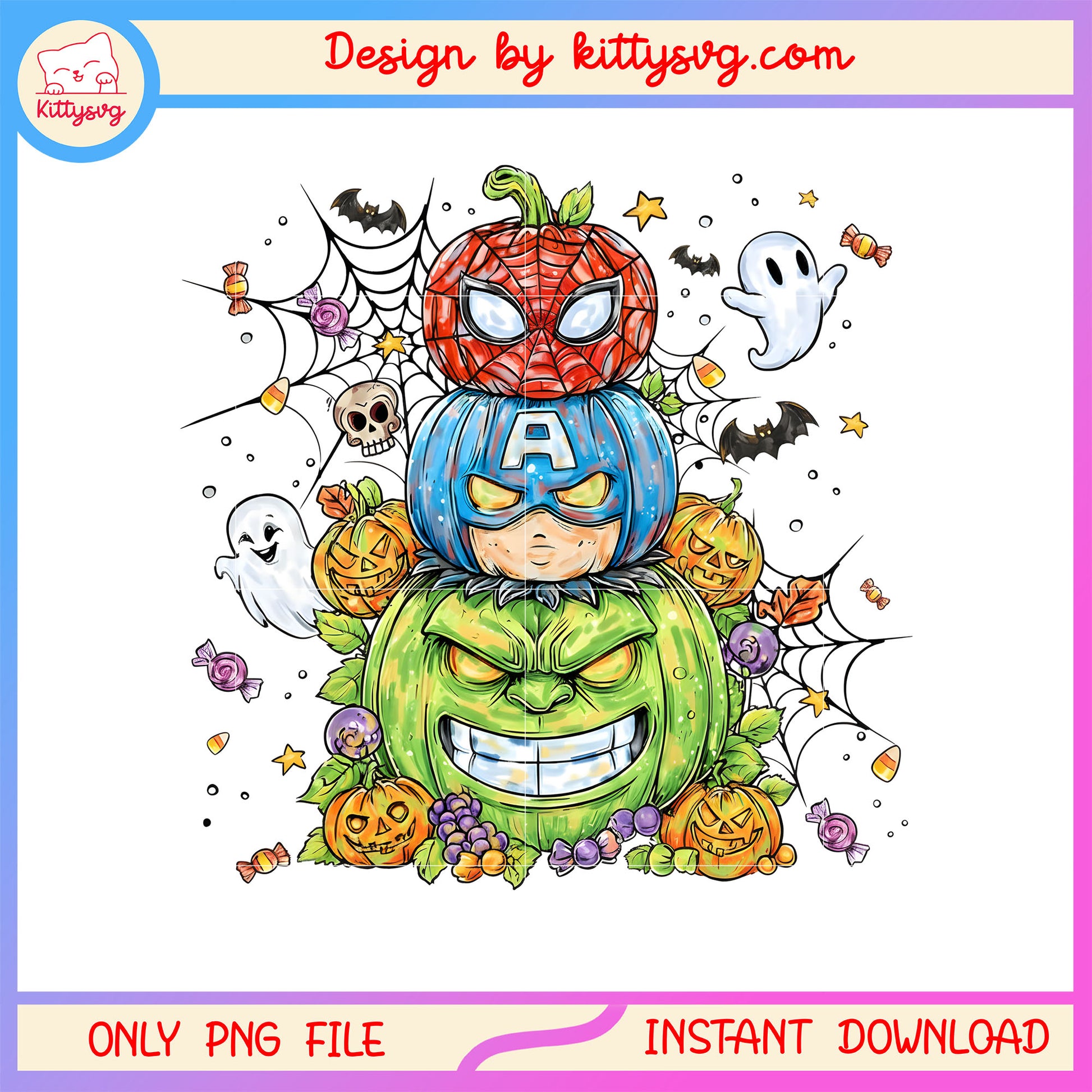 Marvel heroes face pumpkin halloween png, marvel halloween png