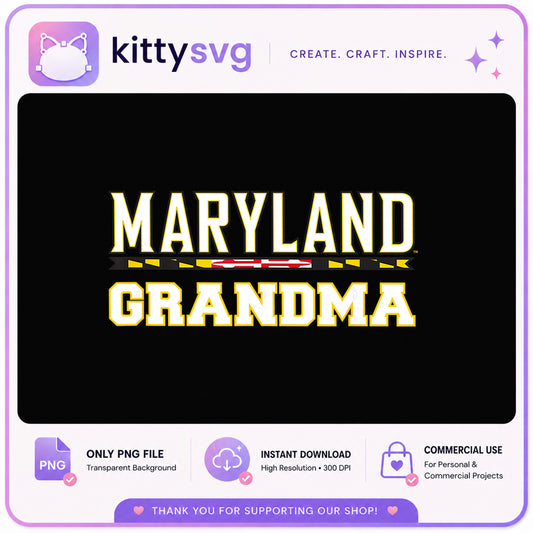 Maryland Grandma PNG, Maryland Flag Grandma, Grandma Gift PNG
