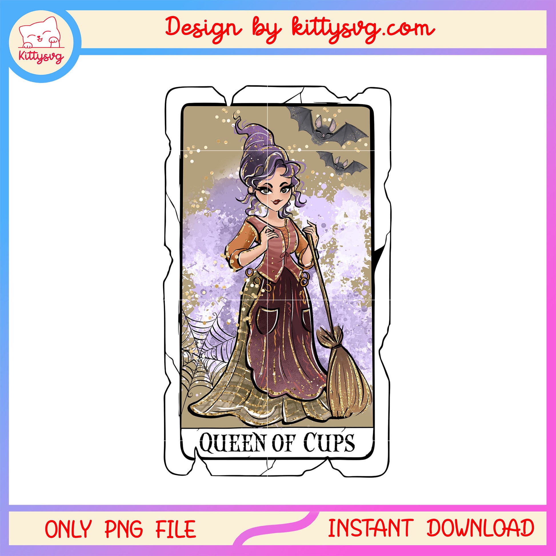 Mary sanderson queen of cups halloween tarot card png, halloween png