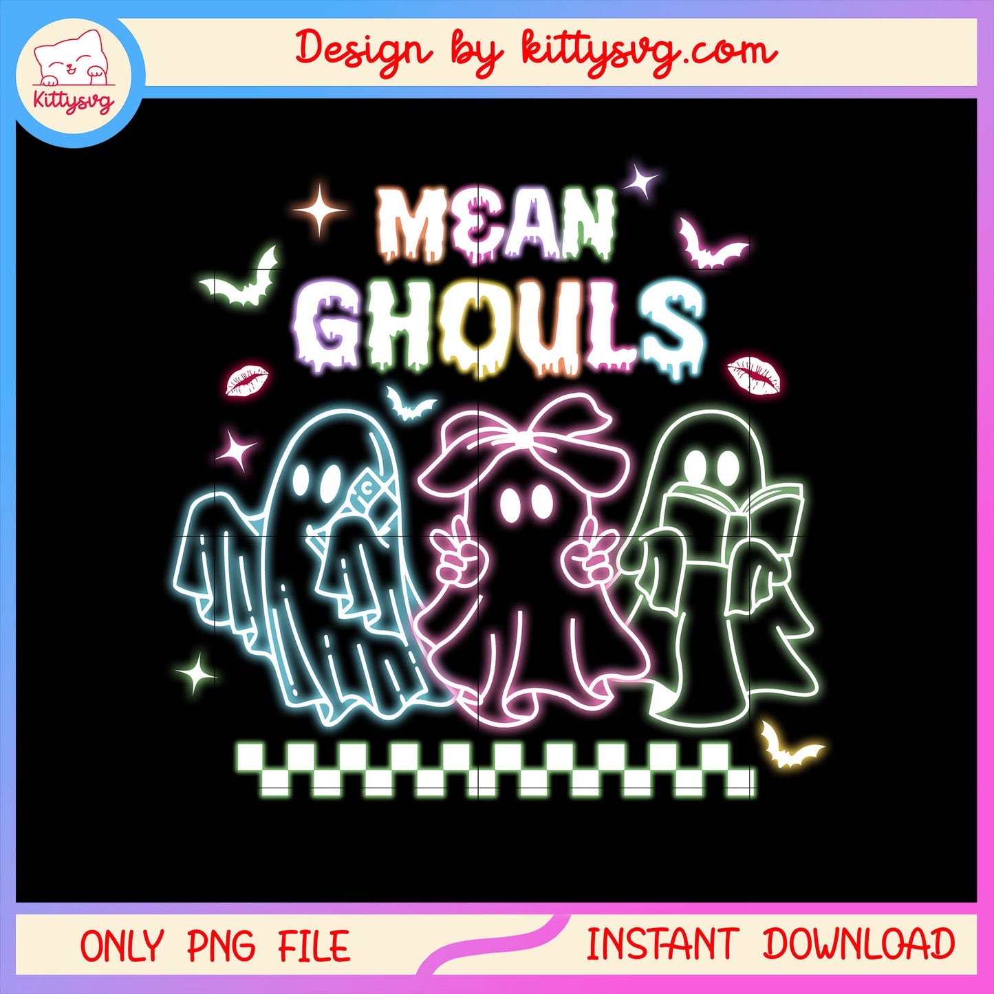 Mean ghouls neon halloween ghost design png, ghost face png