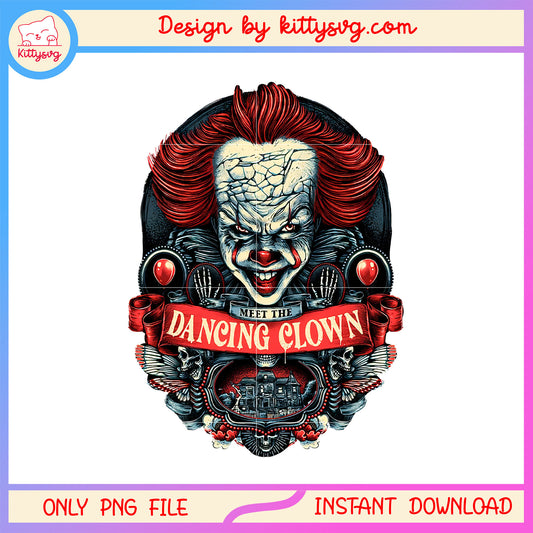 Meet the dancing clown design png, pennywise png, halloween clown png