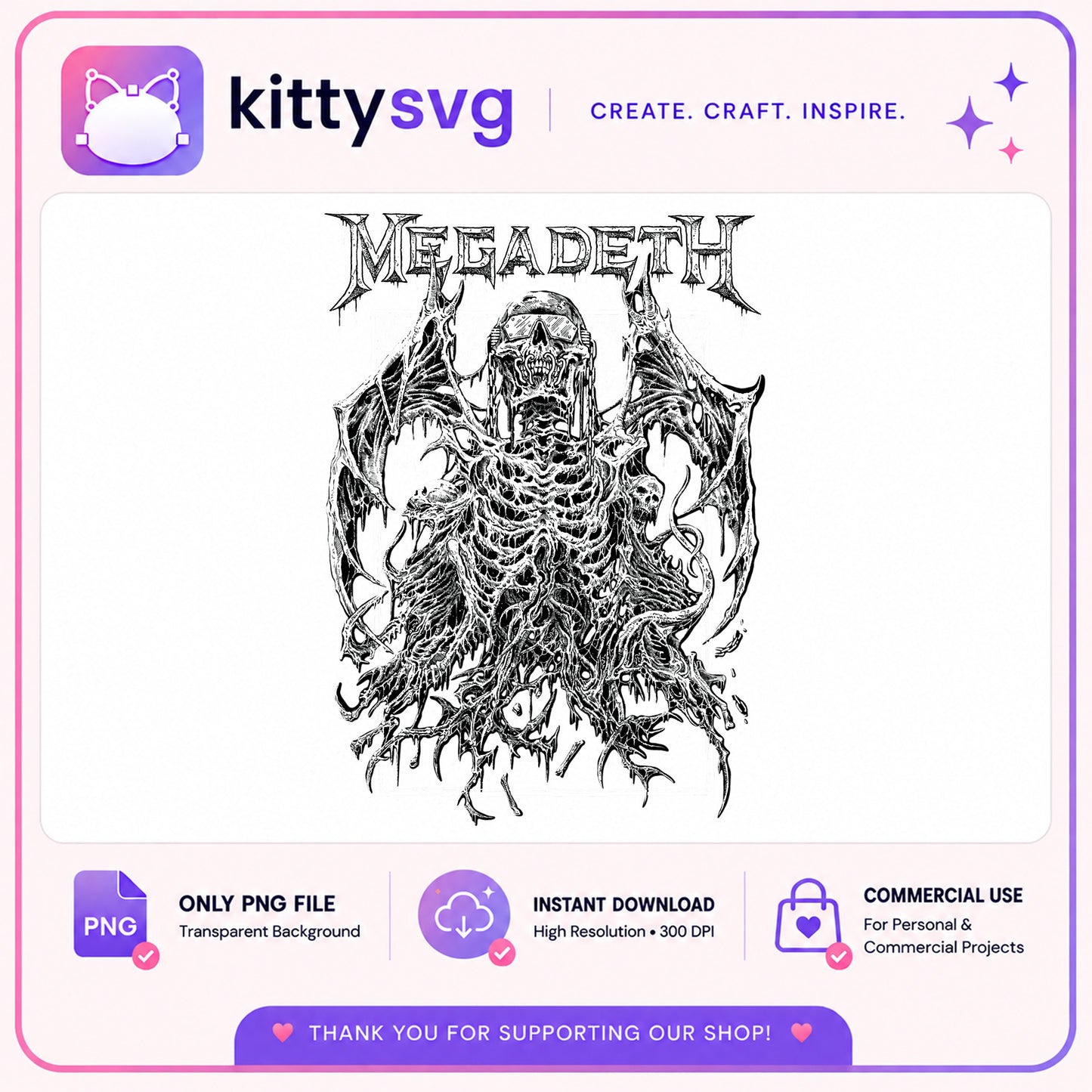 Megadeth Skull PNG, Heavy Metal Band Graphic, Rock Music PNG