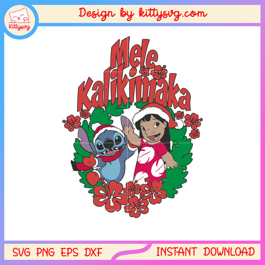 Mele kalikimaka flower wreath stitch disney svg, disney stitch svg