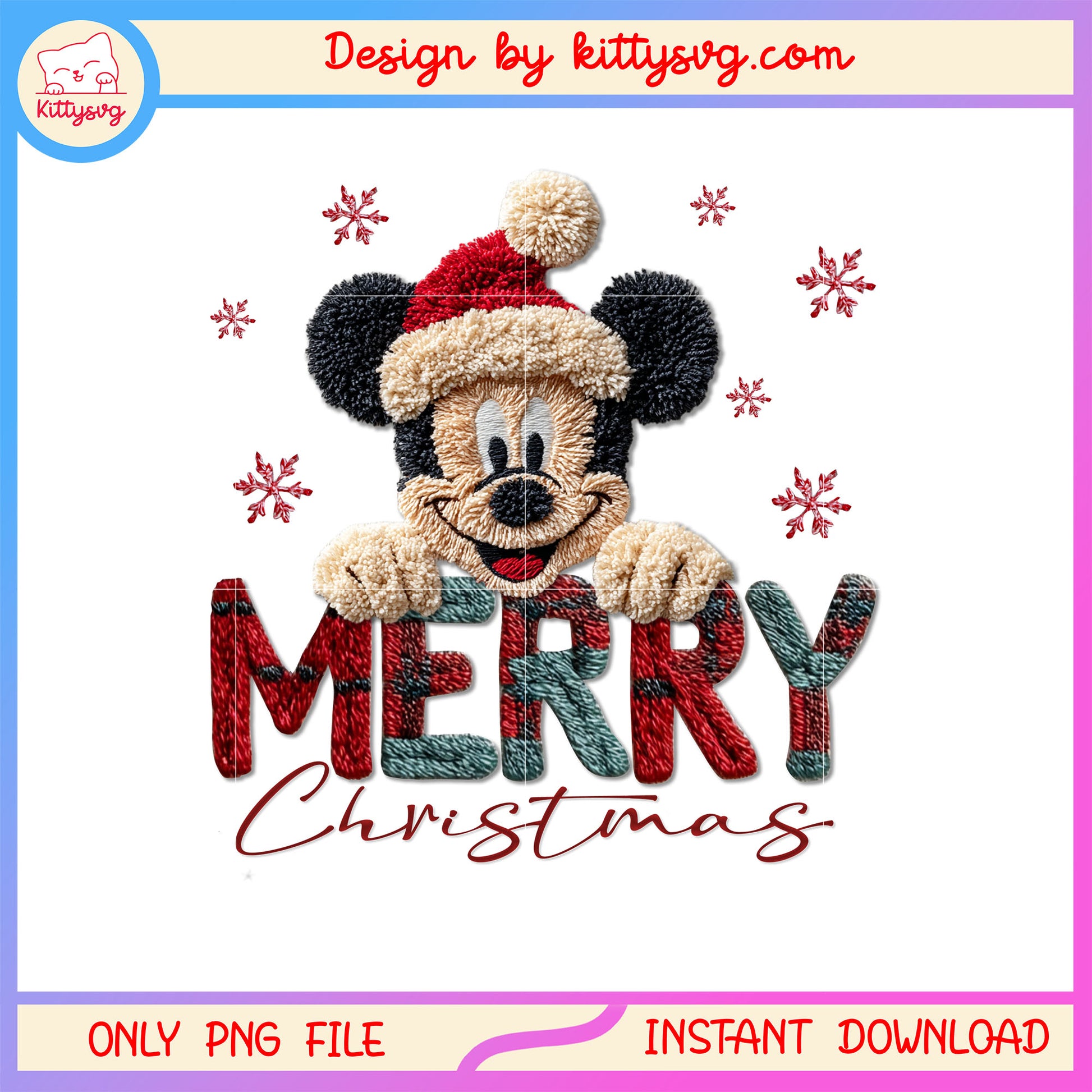 Merry christmas baby mickey crochet png, disney mickey png