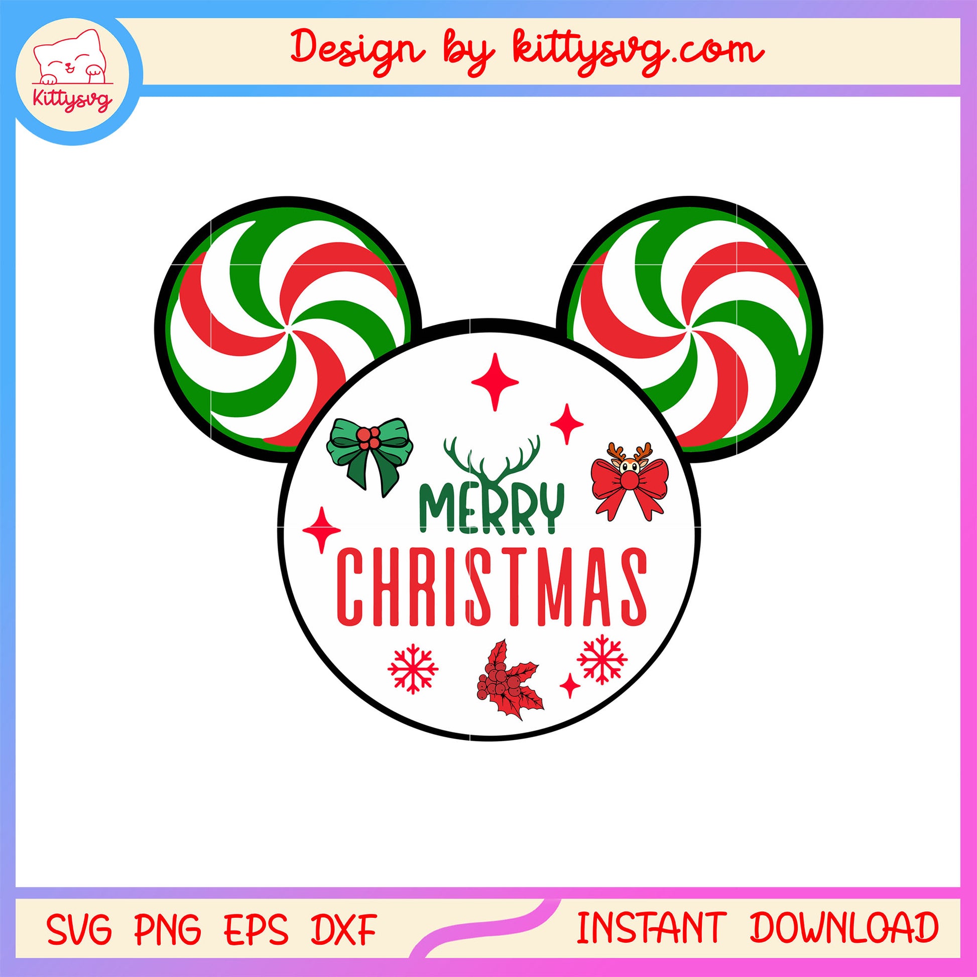 Merry christmas candy disney mickey head svg, christmas cartoon pics svg