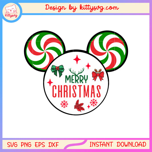 Merry christmas candy disney mickey head svg, christmas cartoon pics svg
