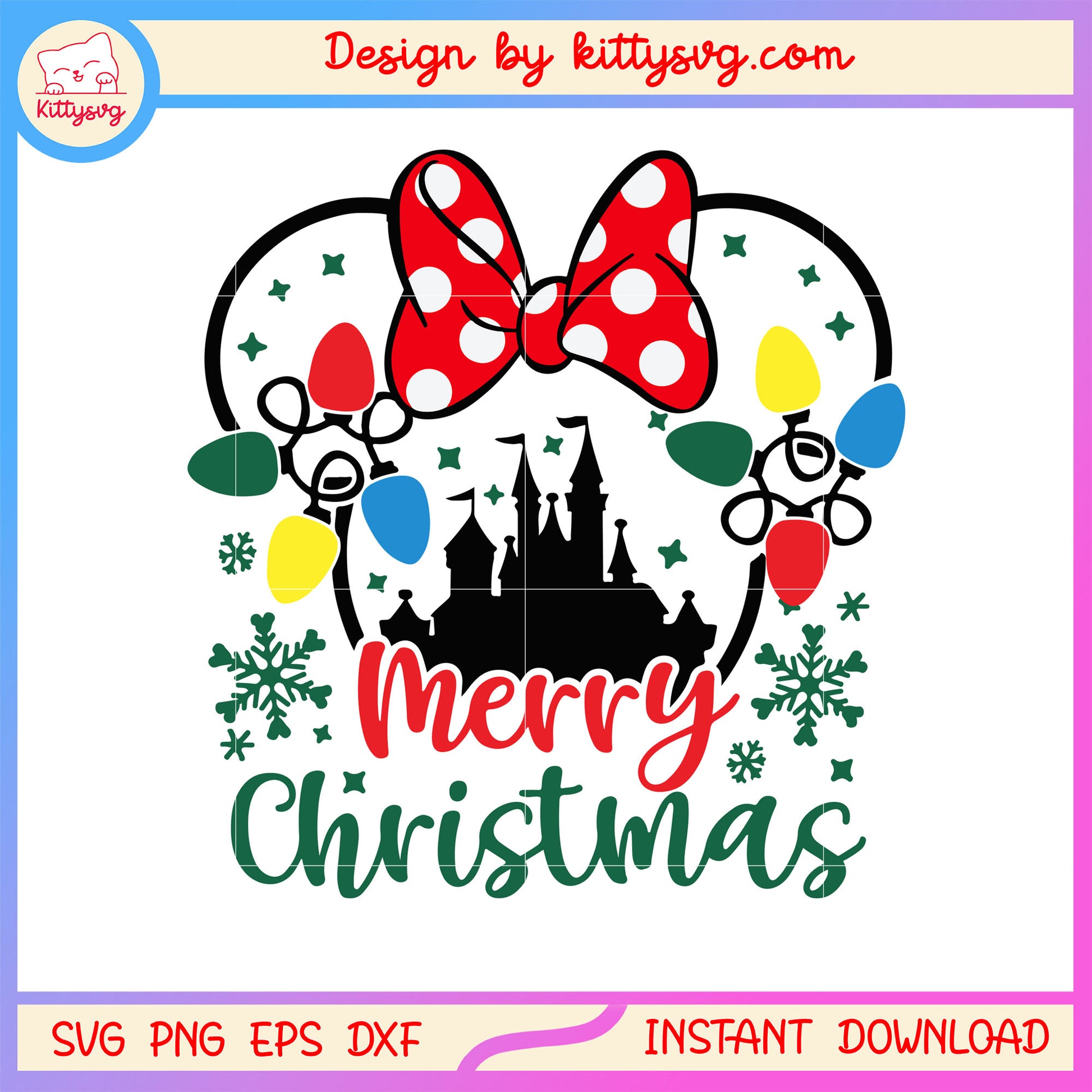 Merry christmas disney minnie ear design svg, minnie mouse svg 