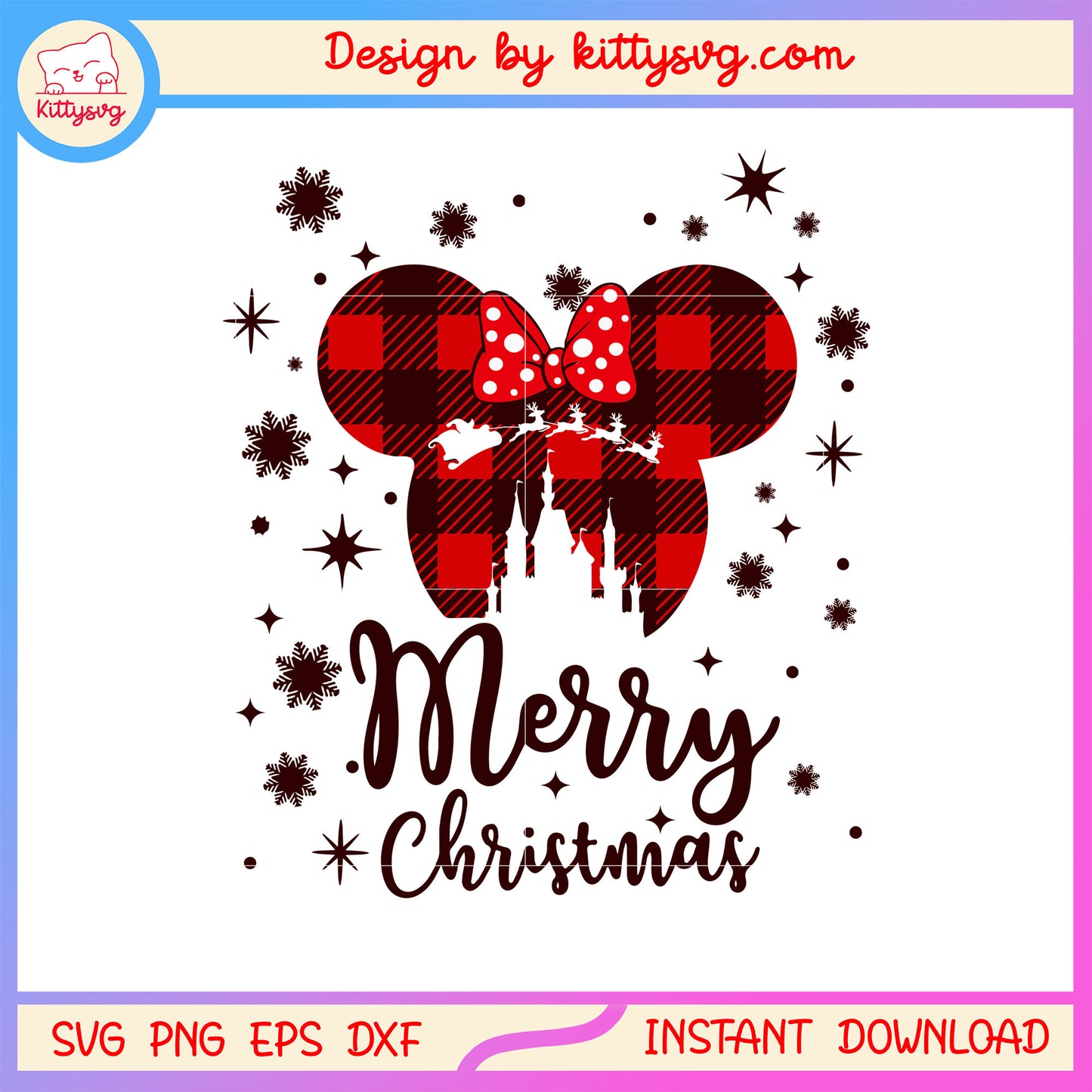 Merry christmas disney minnie plaid svg, minnie disney character svg 
