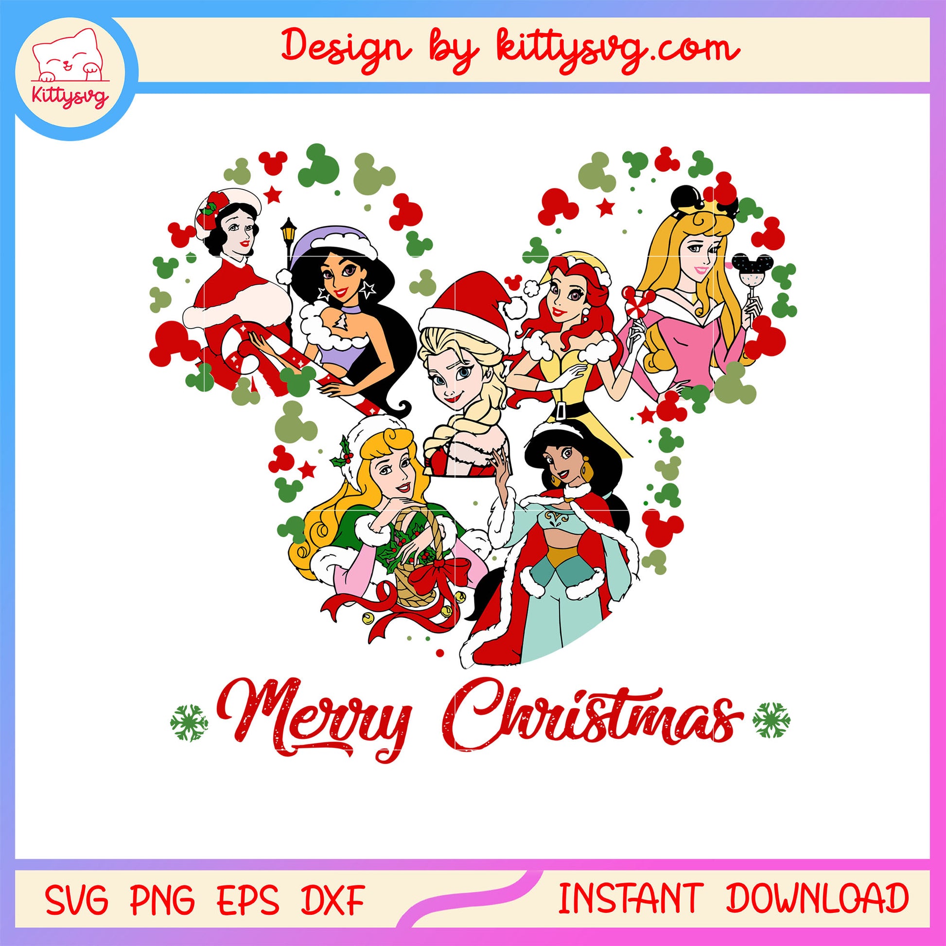 Merry christmas disney princess design svg, princess disney svg