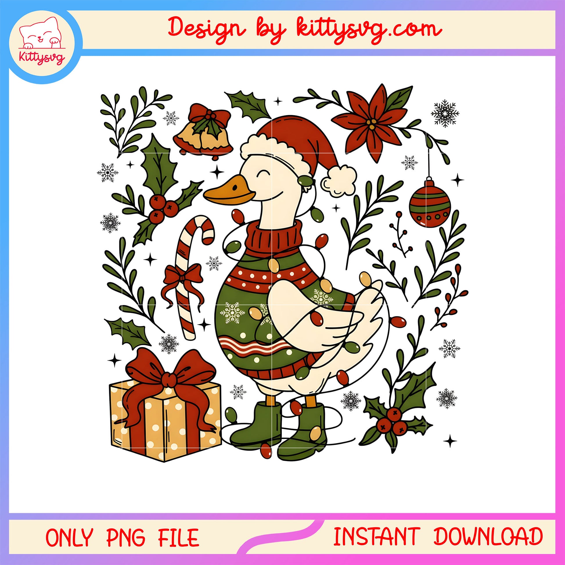Merry christmas goose gif vintage design png, goose christmas png