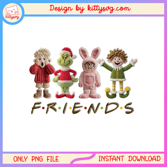 Merry christmas grinch friends patchwork png, grinch friends png