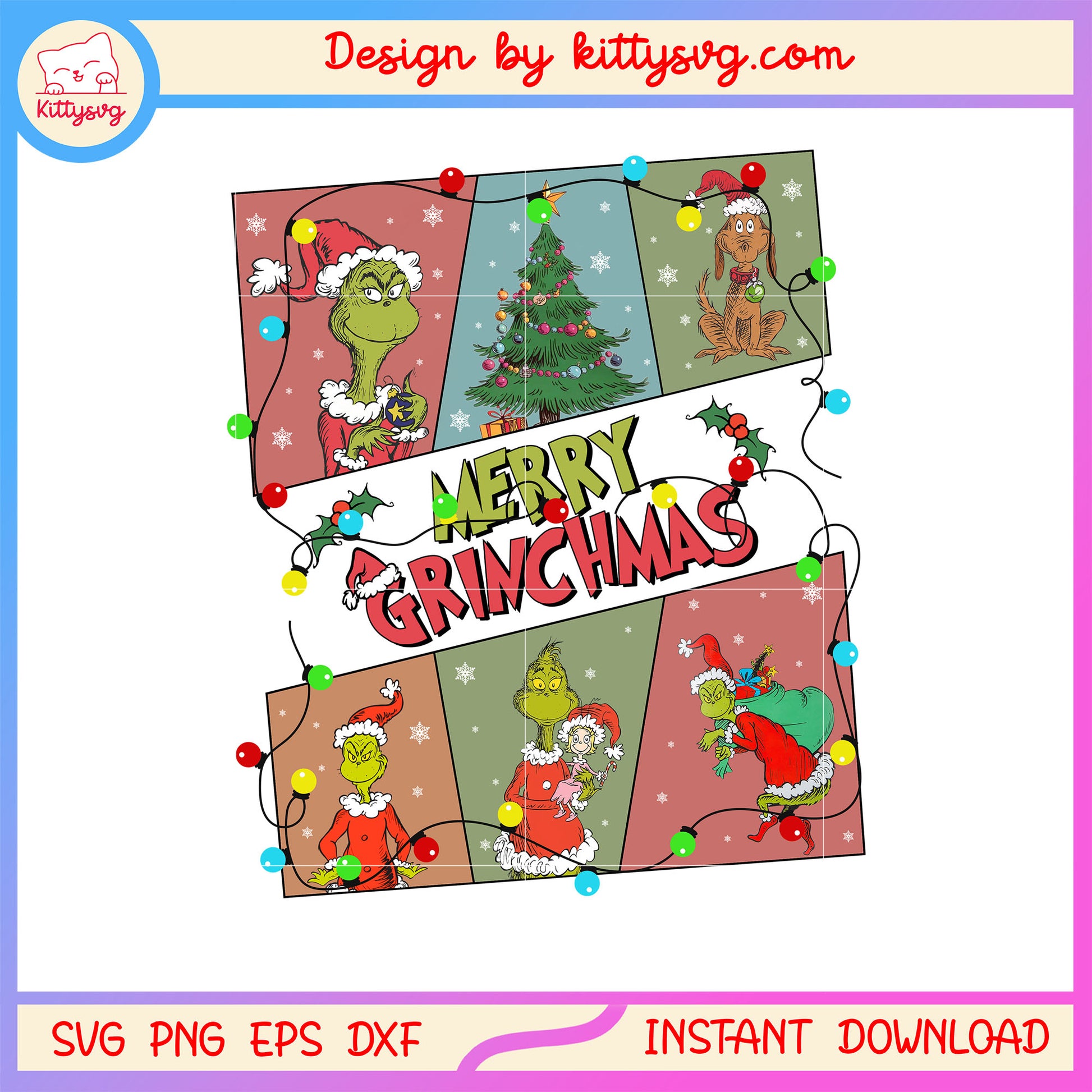 Merry christmas grinch lights svg, christmas lights svg