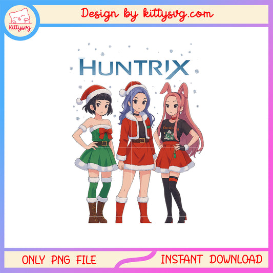 Merry christmas holiday huntrix kpop band png, kpop girl band png
