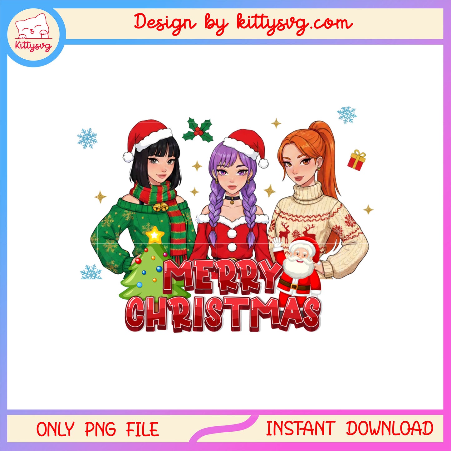 Merry christmas kpop huntrix art png, huntrix kpop cast png