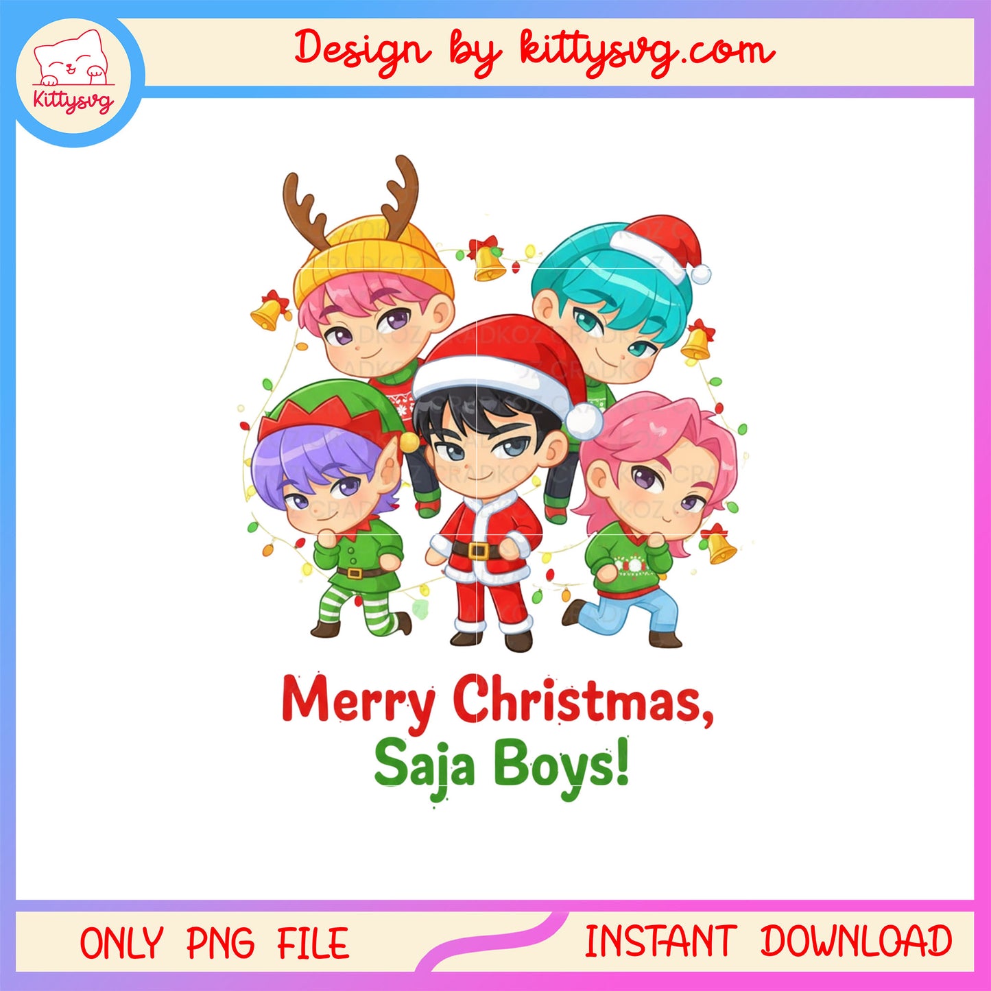 Merry christmas kpop saja boys chibi png, saja boys members png