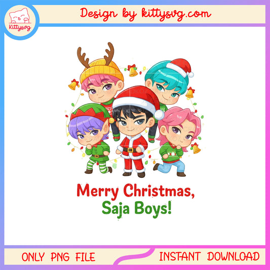 Merry christmas kpop saja boys chibi png, saja boys members png