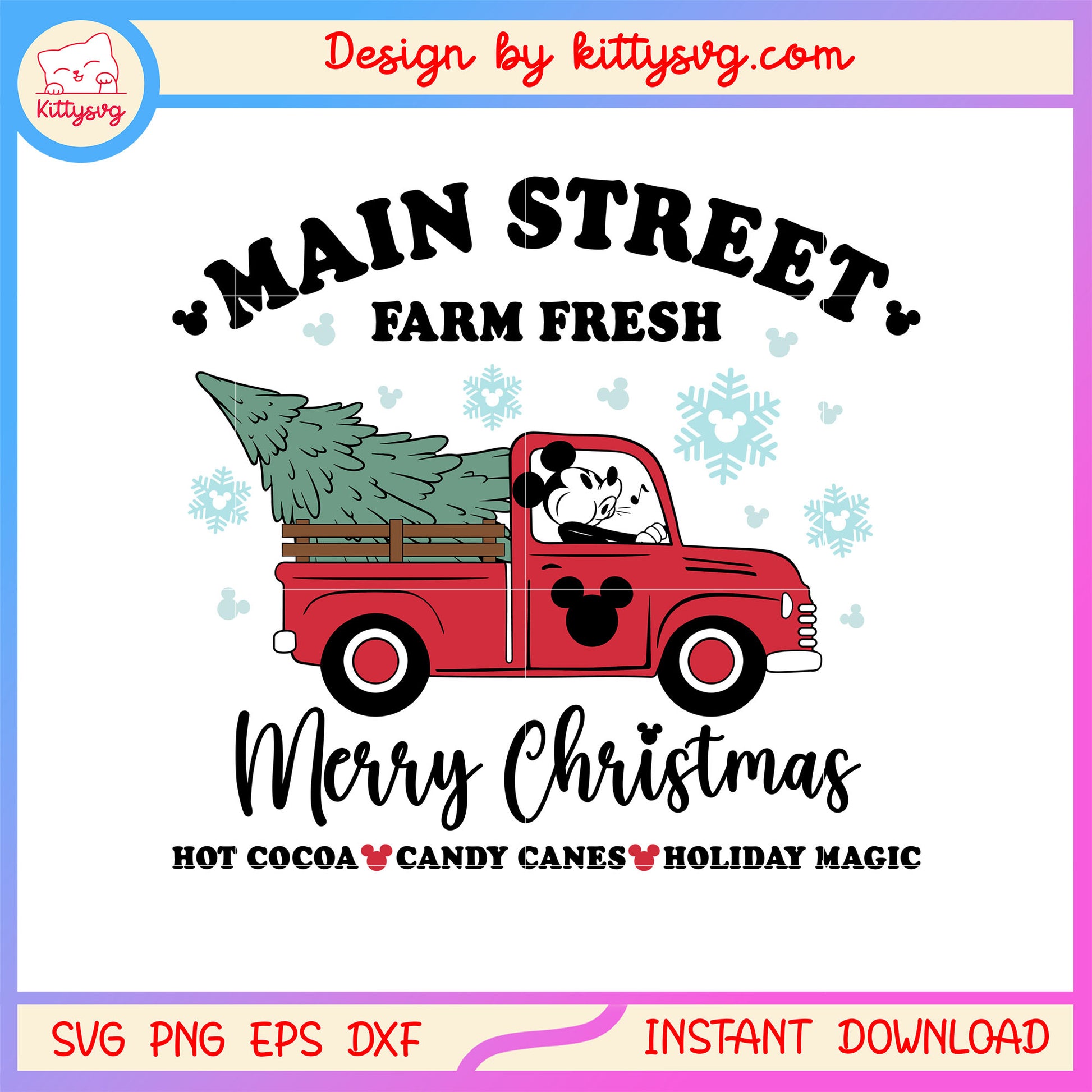 Merry christmas main street farm fresh mickey car svg, christmas svg