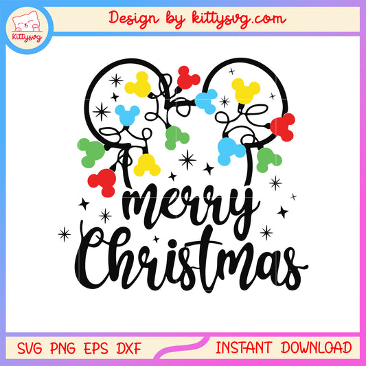 Merry christmas mickey ear clipart svg, disney mickey mouse svg 