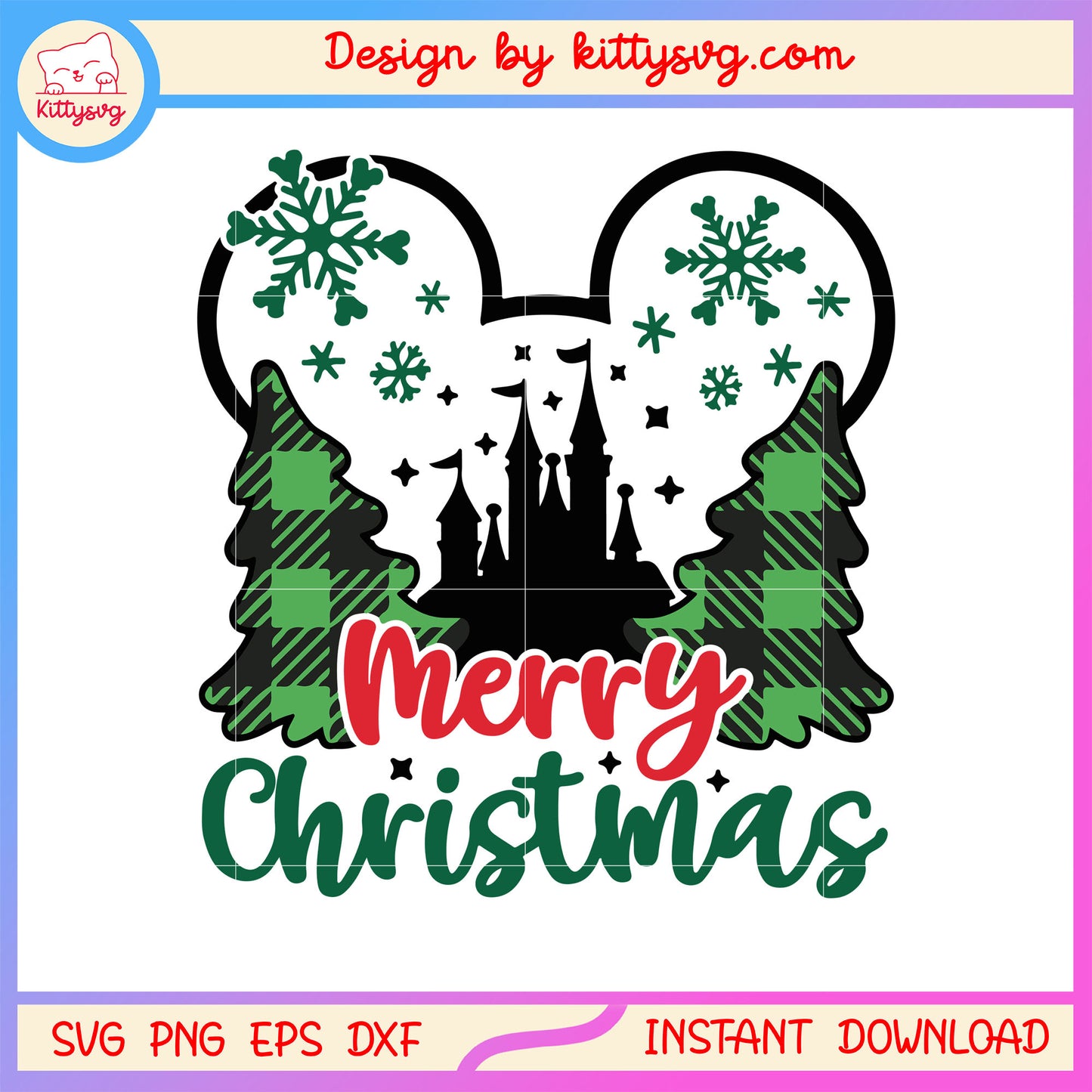 Merry christmas mickey green plaid svg, mickey disney svg 