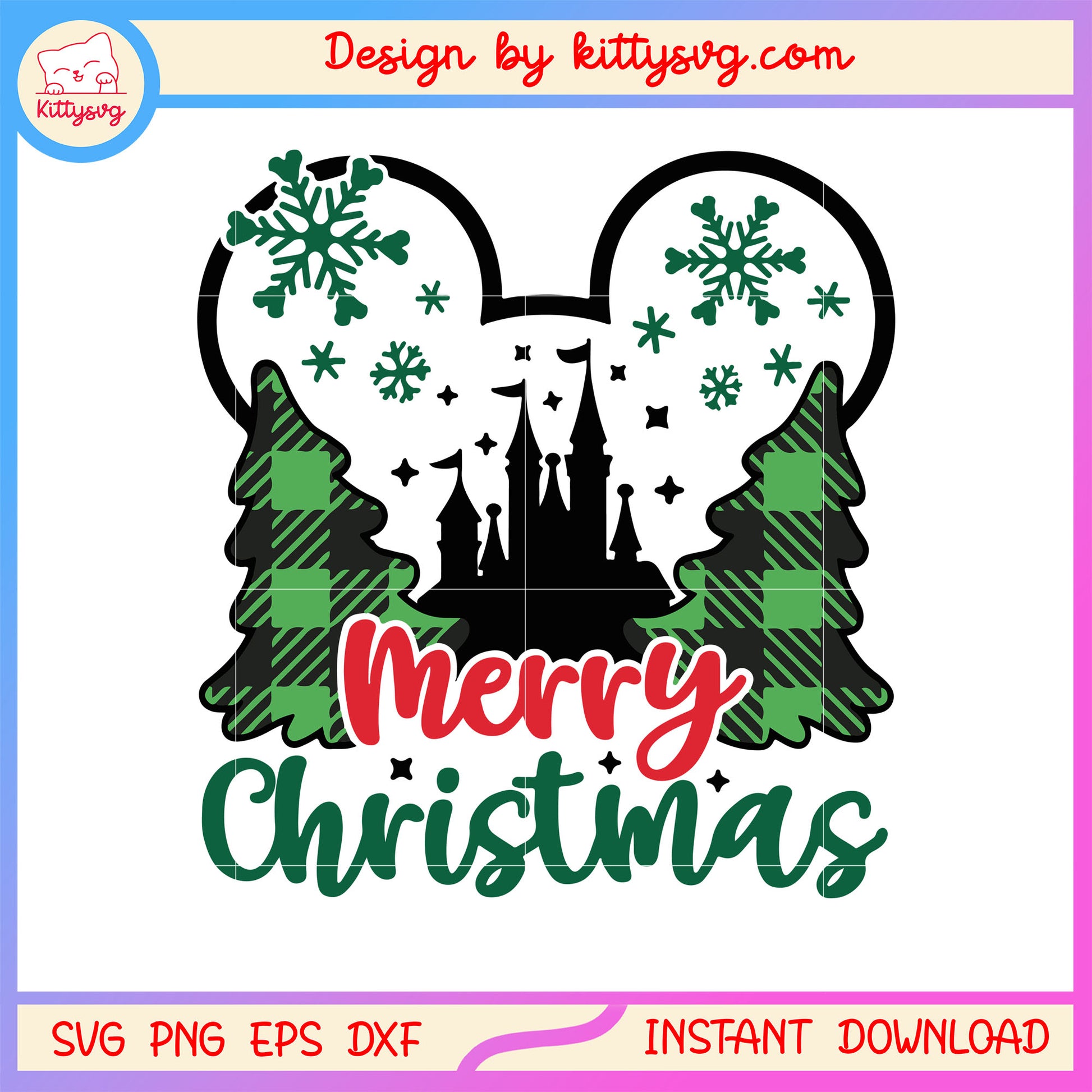 Merry christmas mickey green plaid svg, mickey disney svg 