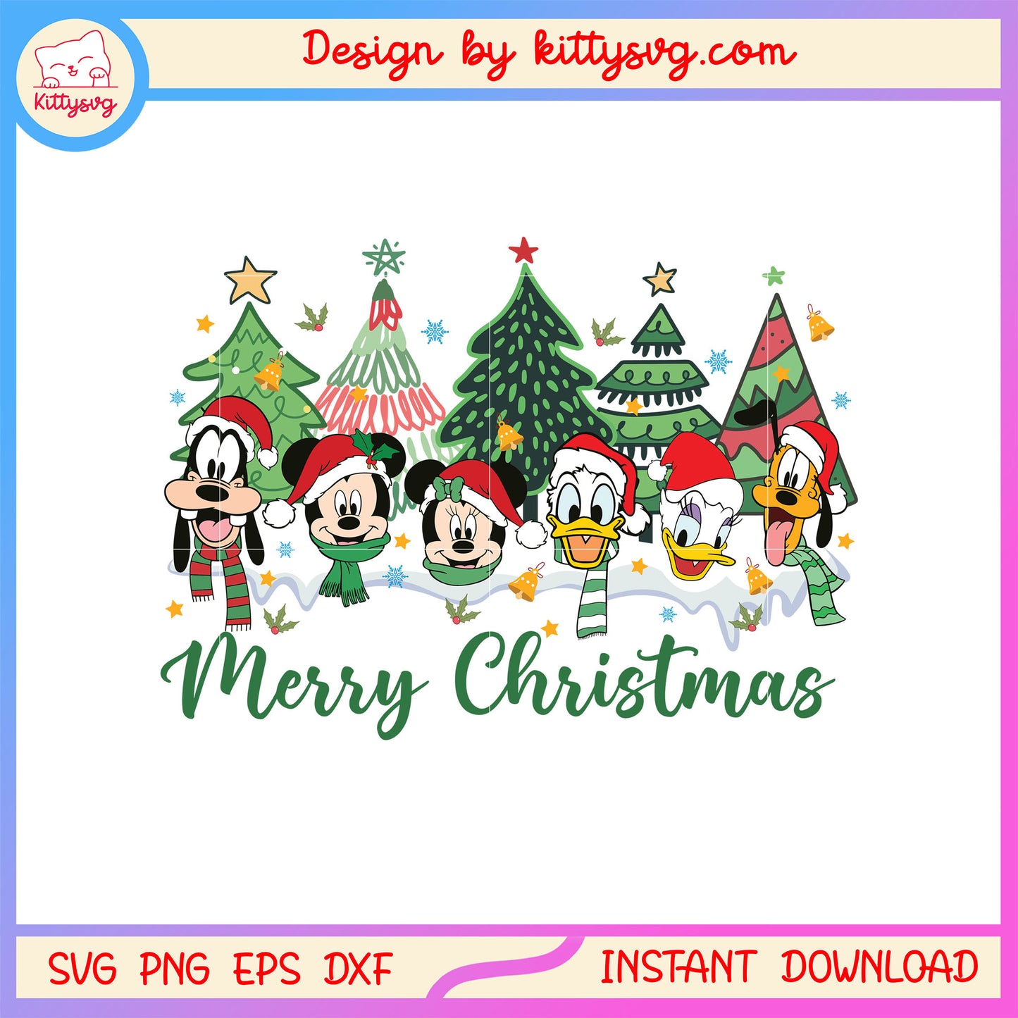 Merry christmas mickey with friends svg, mickey face svg