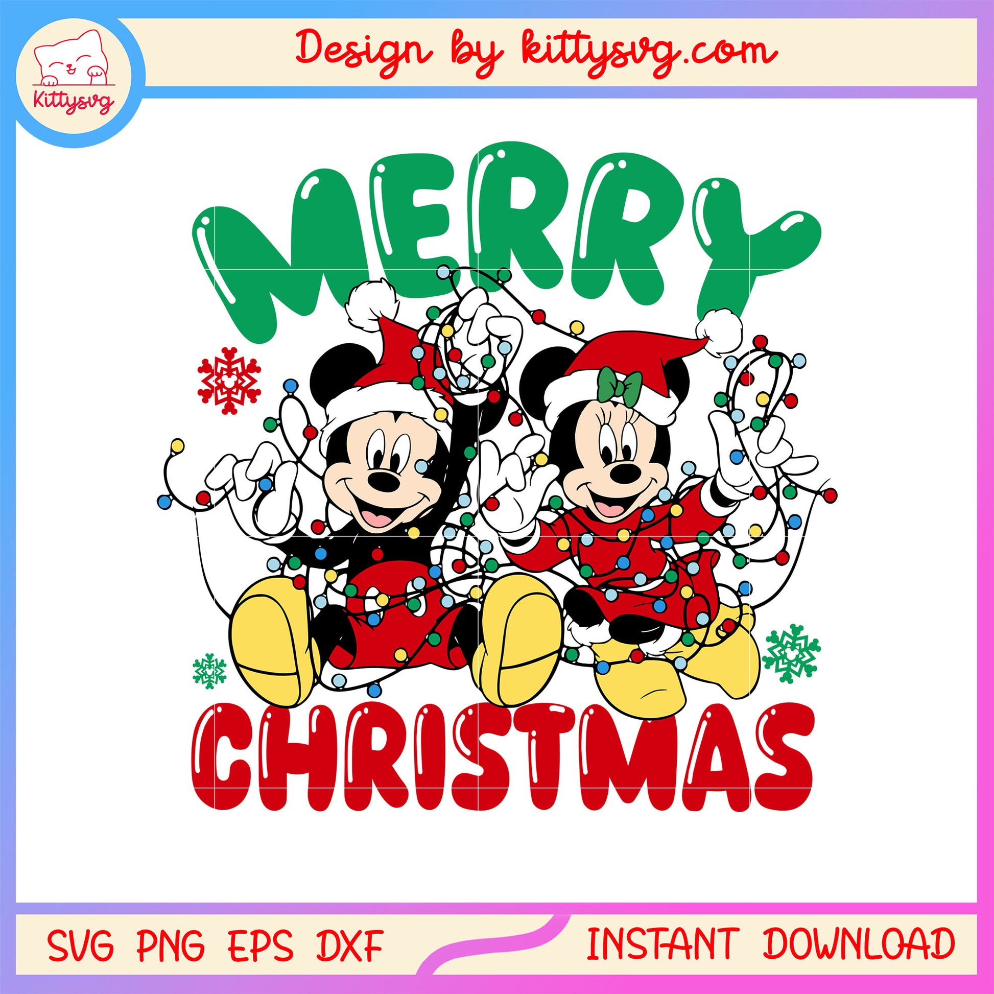 Merry christmas minnie mickey lights svg, christmas disney svg