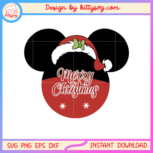 Merry christmas santa disney minnie head svg, christmas disney pic svg
