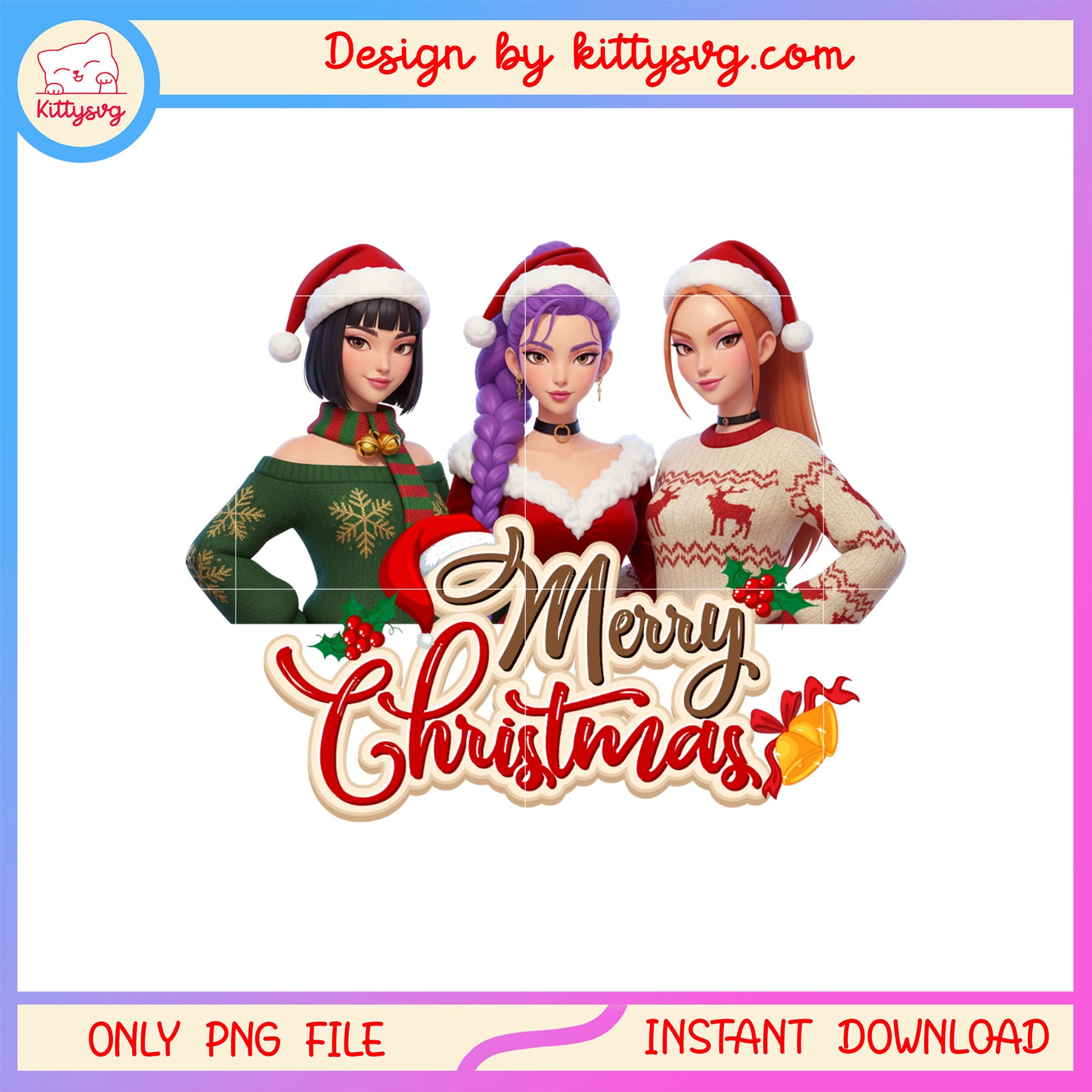 Merry christmas santa hat huntrix design png, huntrix movie png