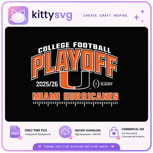 Miami Hurricanes College Football Playoff PNG, CFP 2025 PNG, Football Team PNG