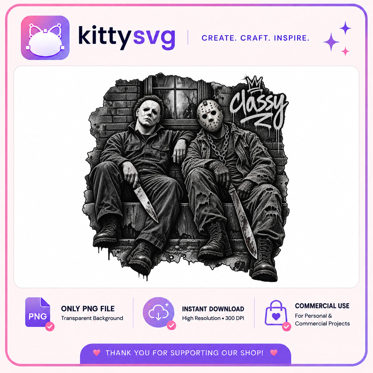 Michael Myers And Jason Voorhees PNG, Horror Halloween PNG, Classy PNG