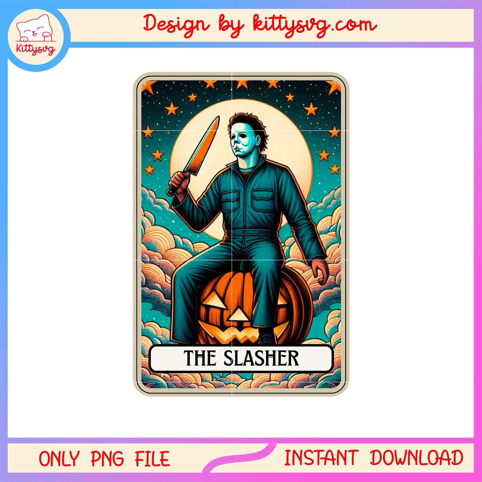 Michael myers the slasher halloween tarot card png, halloween png