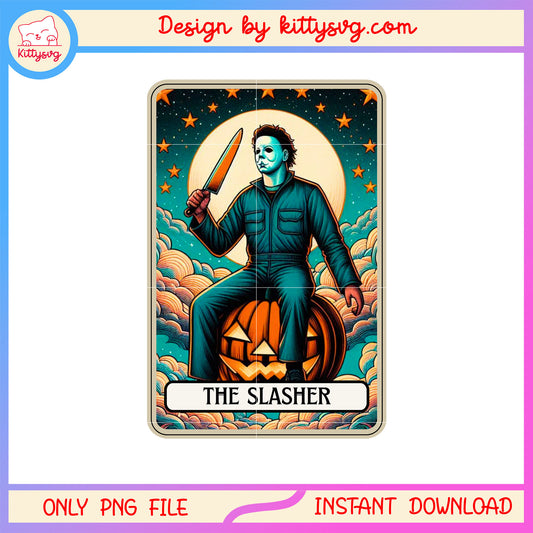 Michael myers the slasher halloween tarot card png, halloween png
