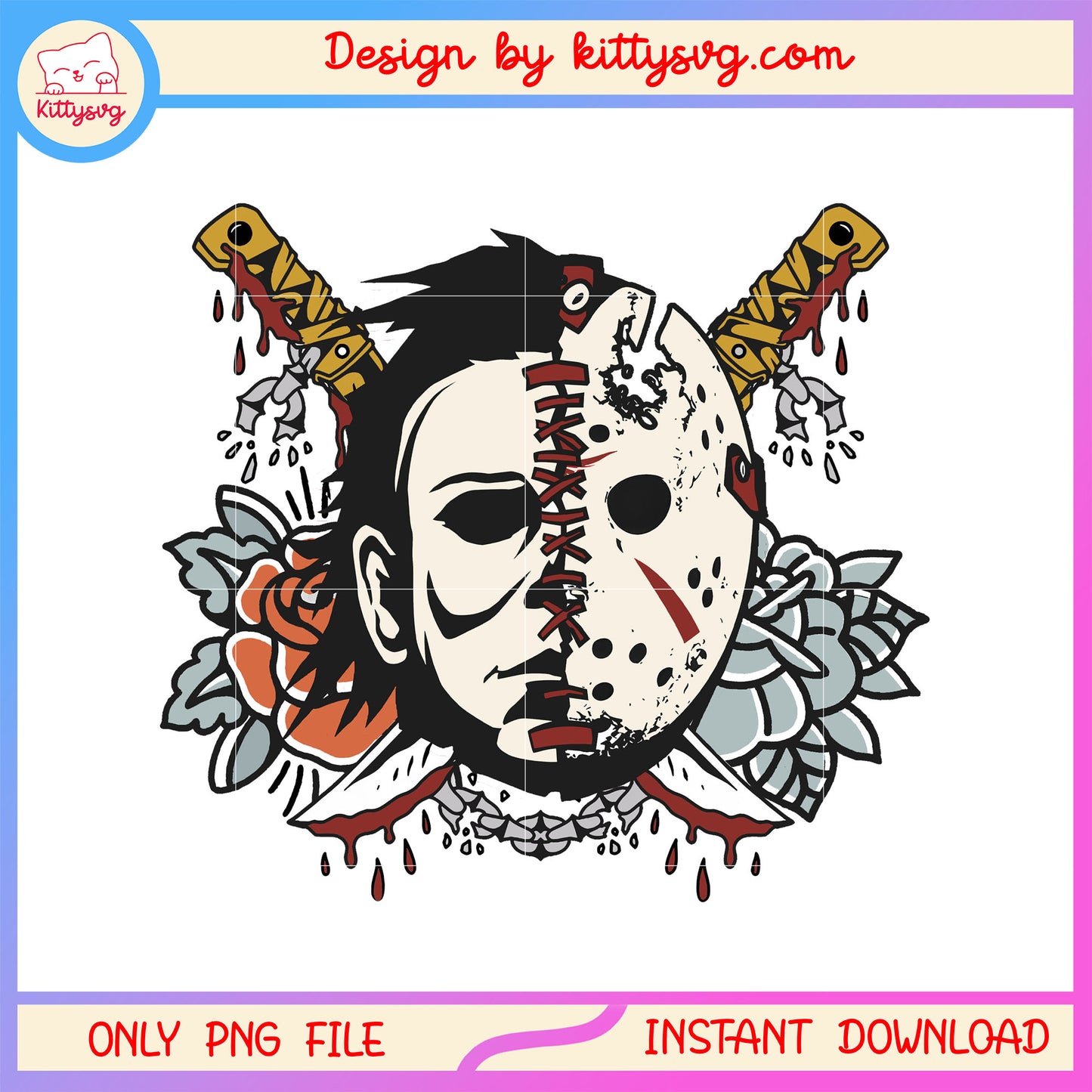 Michael x jason characters design png, halloween designs png