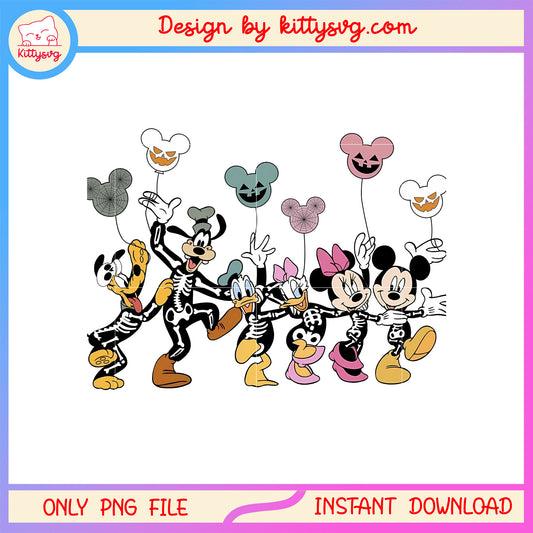 Mickey and friends skeleton costume png, halloween spirit png